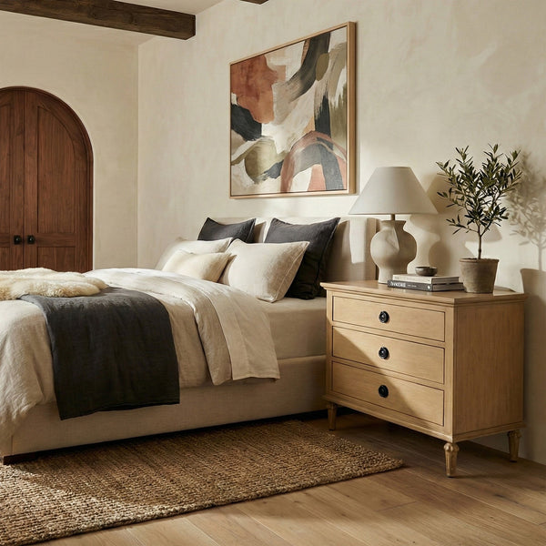 Lisabet 3-Drawer Nightstand With Mixed-Material Design, Smooth-Glide Drawers & Sturdy Bedside Storage