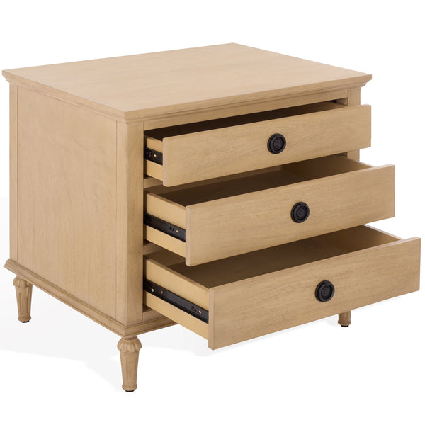 Lisabet 3-Drawer Nightstand With Mixed-Material Design, Smooth-Glide Drawers & Sturdy Bedside Storage