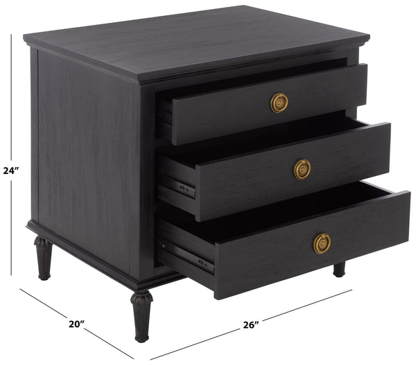 Lisabet 3-Drawer Nightstand With Mixed-Material Design, Smooth-Glide Drawers & Sturdy Bedside Storage