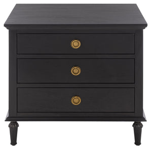 Lisabet 3-Drawer Nightstand With Mixed-Material Design, Smooth-Glide Drawers & Sturdy Bedside Storage