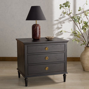 Lisabet 3-Drawer Nightstand With Mixed-Material Design, Smooth-Glide Drawers & Sturdy Bedside Storage