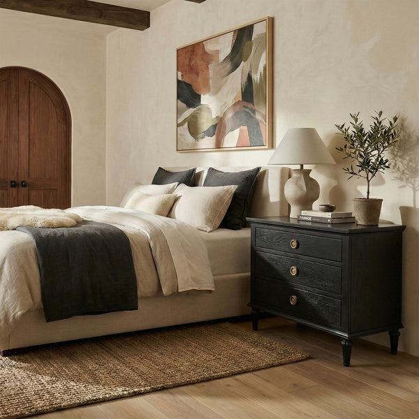 Lisabet 3-Drawer Nightstand With Mixed-Material Design, Smooth-Glide Drawers & Sturdy Bedside Storage