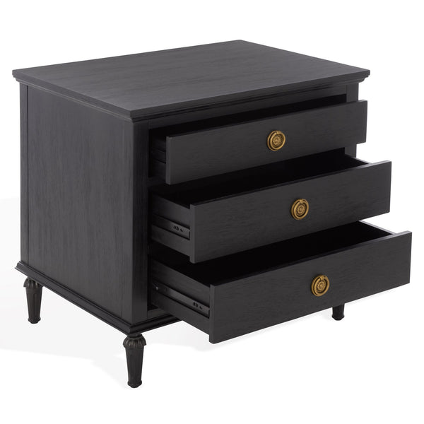 Lisabet 3-Drawer Nightstand With Mixed-Material Design, Smooth-Glide Drawers & Sturdy Bedside Storage