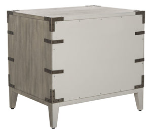 Safavieh NISHA 3-Drawer Wood Nightstand – Stylish Storage Solution with Metal Accents for Any Bedroom Decor Light Grey SFV7708C