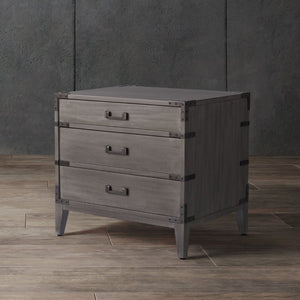 Safavieh NISHA 3-Drawer Wood Nightstand – Stylish Storage Solution with Metal Accents for Any Bedroom Decor Light Grey SFV7708C