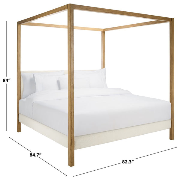 Safavieh Graciella Boucle King Canopy Bed Ivory / Natural SFV7709A-K-3BX