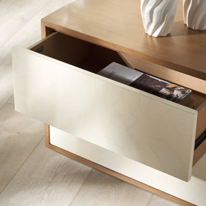 Safavieh Edalina 2 Drawer Nightstand - Elegant Mahogany & Veneer Design In Natural & White Finish For Bedrooms Natural ,White Wood Sfv7710a