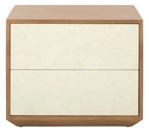 Safavieh Edalina 2 Drawer Nightstand - Elegant Mahogany & Veneer Design In Natural & White Finish For Bedrooms Natural ,White Wood Sfv7710a