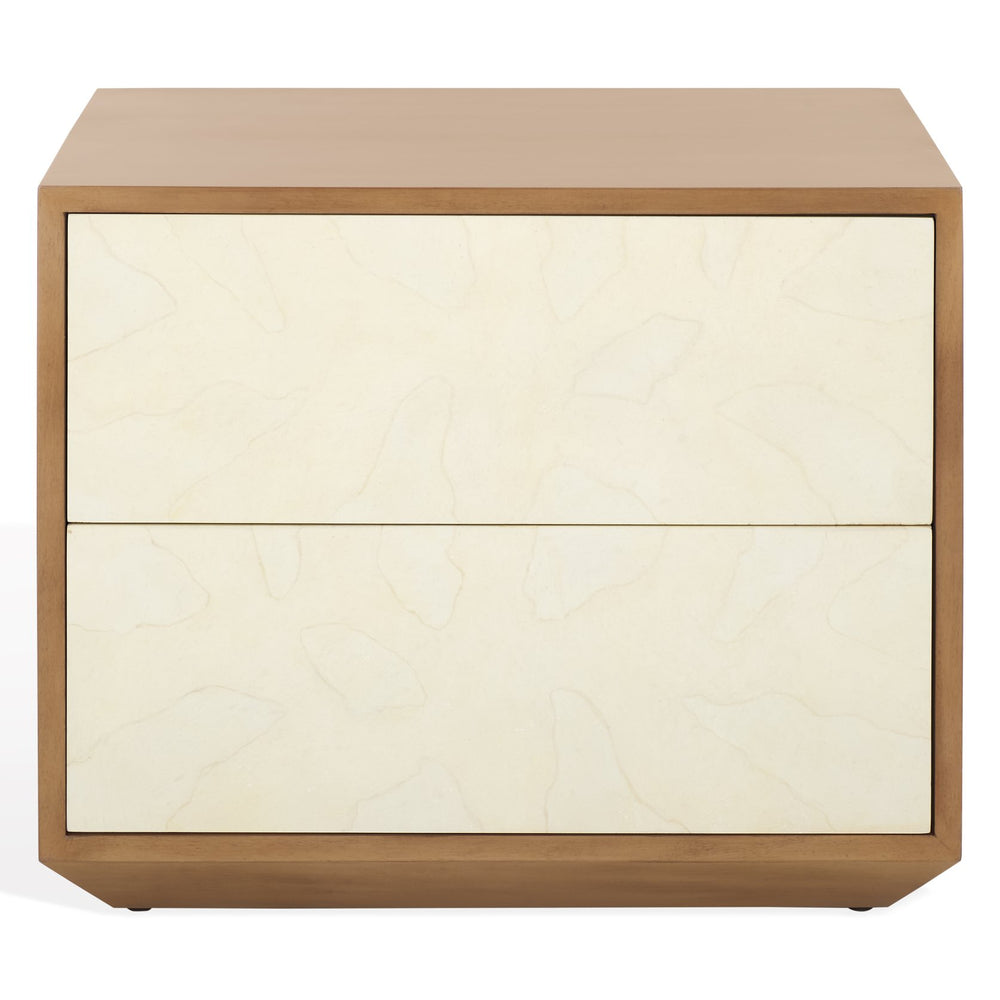 Safavieh Edalina 2 Drawer Nightstand - Elegant Mahogany & Veneer Design In Natural & White Finish For Bedrooms Natural ,White Wood Sfv7710a