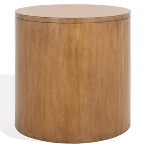 Safavieh Daiya Round Wood Nightstand With 1 Drawer – Timeless Mahogany Design For Cozy Bedroom Ambiance Natural Wood Sfv7711a