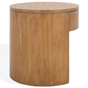 Safavieh Daiya Round Wood Nightstand With 1 Drawer – Timeless Mahogany Design For Cozy Bedroom Ambiance Natural Wood Sfv7711a