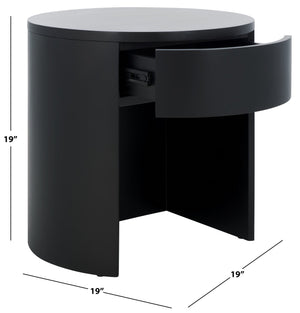 Safavieh Daiya Round Wood Nightstand With 1 Drawer – Timeless Mahogany Design For Cozy Bedroom Ambiance Black Wood Sfv7711b