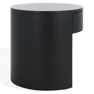 Safavieh Daiya Round Wood Nightstand With 1 Drawer – Timeless Mahogany Design For Cozy Bedroom Ambiance Black Wood Sfv7711b