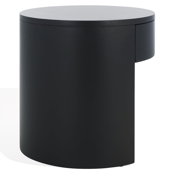 Safavieh Daiya Round Wood Nightstand With 1 Drawer – Timeless Mahogany Design For Cozy Bedroom Ambiance Black Wood Sfv7711b