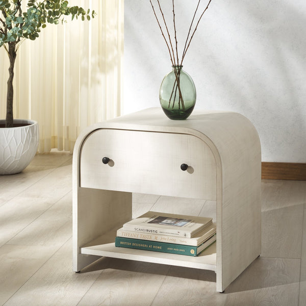 Safavieh Jaqualina Elegant 1 Drawer Wood Nightstand In Classic White - Timeless Bedroom Storage Solution White Wood Sfv7712a