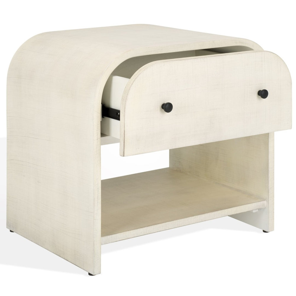 Safavieh JAQUALINA Elegant 1-Drawer White Nightstand - Mahogany Finish, Compact Design for Modern Bedrooms SFV7712A
