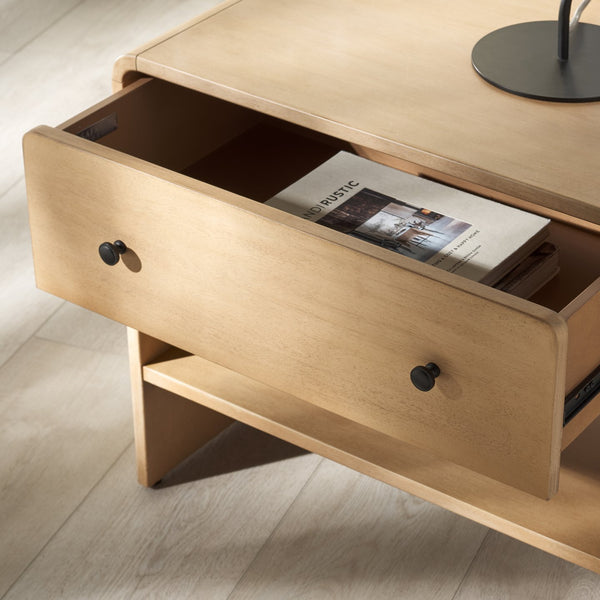 Safavieh Haydriana Elegant Wood Nightstand With Drawer - Timeless Craftsmanship For Your Bedroom Decor Natural Wood Sfv7713a