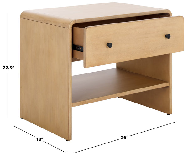 Safavieh Haydriana Elegant Wood Nightstand With Drawer - Timeless Craftsmanship For Your Bedroom Decor Natural Wood Sfv7713a