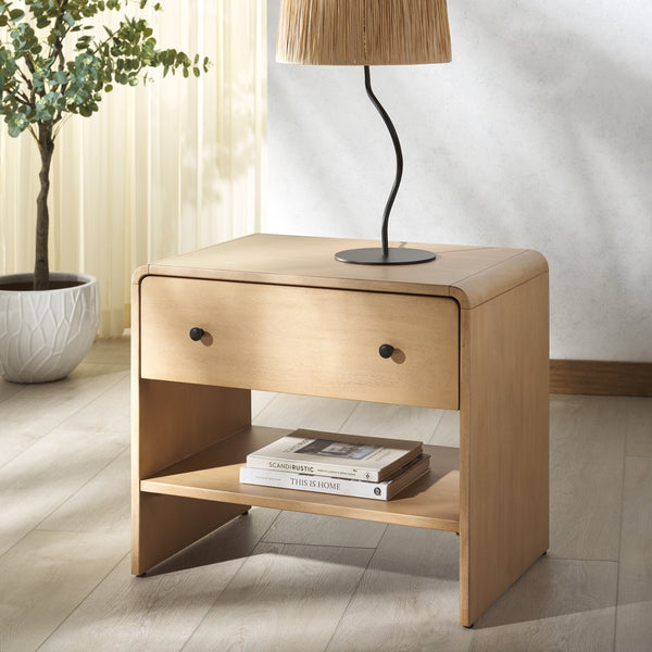 Safavieh Haydriana Elegant Wood Nightstand With Drawer - Timeless Craftsmanship For Your Bedroom Decor Natural Wood Sfv7713a