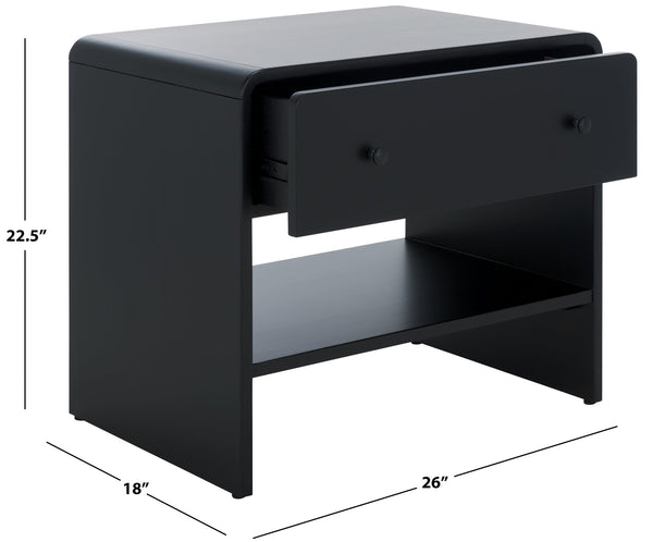 Safavieh Haydriana Elegant Wood Nightstand With Drawer - Timeless Craftsmanship For Your Bedroom Decor Black Wood Sfv7713b