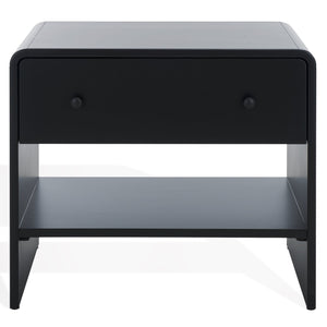 Safavieh Haydriana Elegant Wood Nightstand With Drawer - Timeless Craftsmanship For Your Bedroom Decor Black Wood Sfv7713b