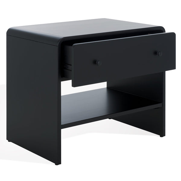 Safavieh Haydriana Elegant Wood Nightstand With Drawer - Timeless Craftsmanship For Your Bedroom Decor Black Wood Sfv7713b