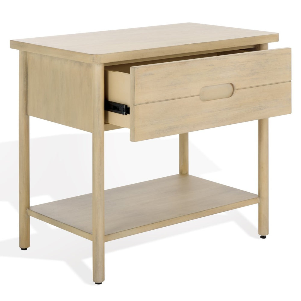 Safavieh FAYLETTA 1 Drawer Wood Nightstand - Sleek Modern Design with Ample Storage for Your Bedroom Decor Natural SFV7714A