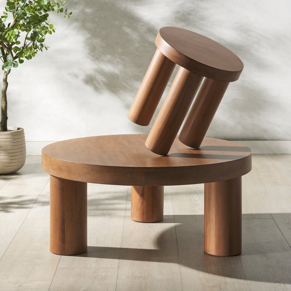 Safavieh BARY Round 3-Leg Wood Coffee Table – Timeless Elegance with Sturdy Design for Any Living Space Natural SFV7716A