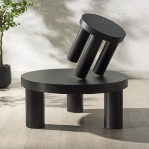 Safavieh BARY Round 3-Leg Wood Coffee Table – Timeless Elegance with Sturdy Design for Any Living Space Black SFV7716B