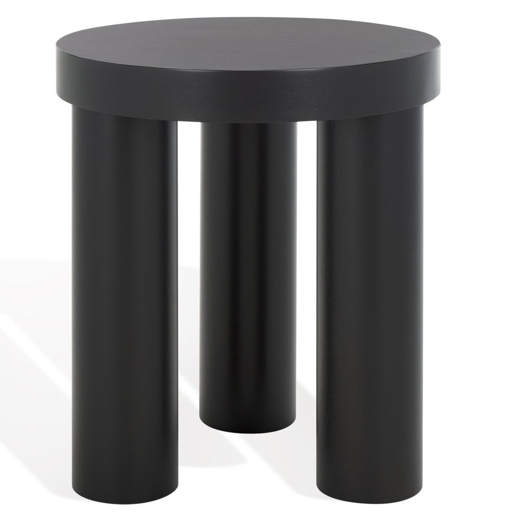 Safavieh BARY Round 3-Leg Mahogany Accent Table - Compact, Handcrafted Design for Stylish Spaces & Decor Black SFV7715B