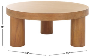 Safavieh Bary Round Wood Coffee Table - Elegant Mahogany Design With Unique Three-leg Style For Living Rooms Natural Wood Sfv7716a