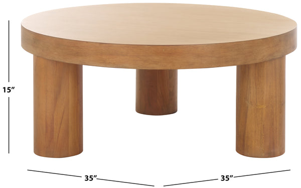 Safavieh Bary Round Wood Coffee Table - Elegant Mahogany Design With Unique Three-leg Style For Living Rooms Natural Wood Sfv7716a