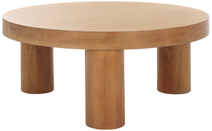 Safavieh Bary Round Wood Coffee Table - Elegant Mahogany Design With Unique Three-leg Style For Living Rooms Natural Wood Sfv7716a