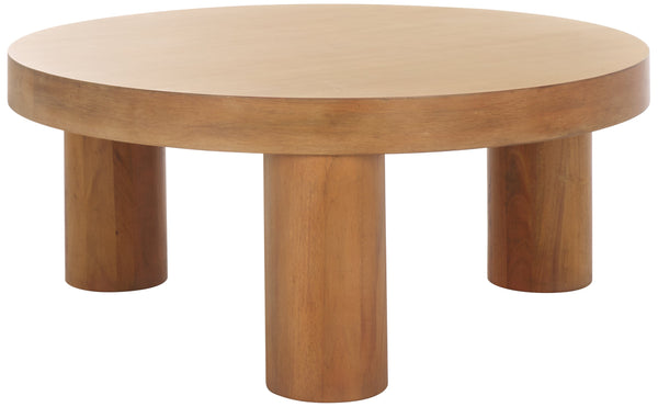 Safavieh Bary Round Wood Coffee Table - Elegant Mahogany Design With Unique Three-leg Style For Living Rooms Natural Wood Sfv7716a