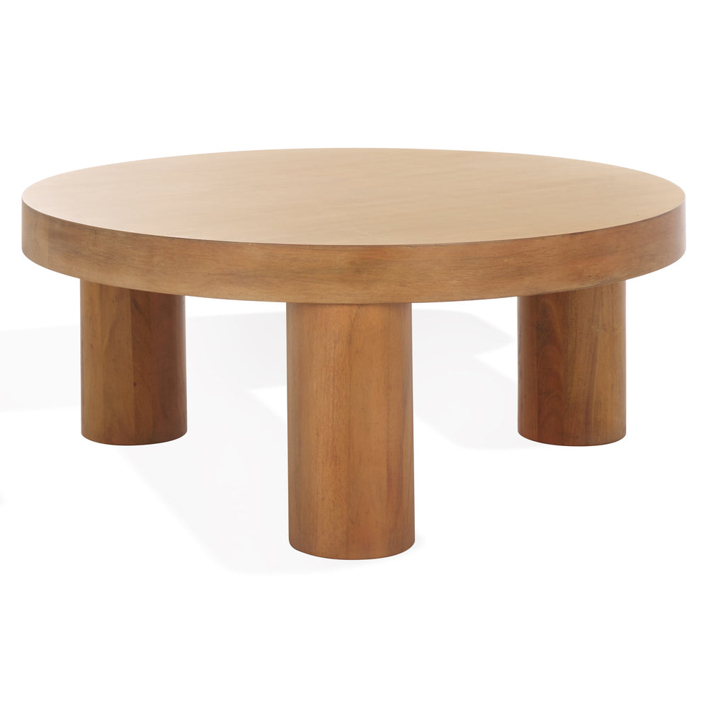 Safavieh Bary Round Wood Coffee Table - Elegant Mahogany Design With Unique Three-leg Style For Living Rooms Natural Wood Sfv7716a