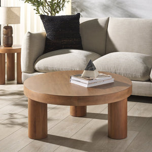 Safavieh BARY Round 3-Leg Wood Coffee Table – Timeless Elegance with Sturdy Design for Any Living Space Natural SFV7716A