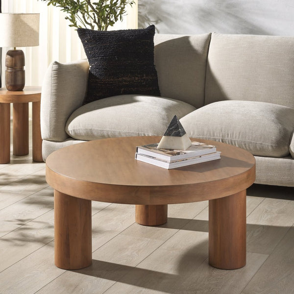 Safavieh BARY Round 3-Leg Wood Coffee Table – Timeless Elegance with Sturdy Design for Any Living Space Natural SFV7716A