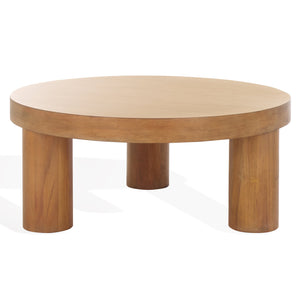 Safavieh Bary Round Wood Coffee Table - Elegant Mahogany Design With Unique Three-leg Style For Living Rooms Natural Wood Sfv7716a