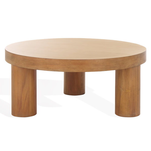 Safavieh Bary Round Wood Coffee Table - Elegant Mahogany Design With Unique Three-leg Style For Living Rooms Natural Wood Sfv7716a