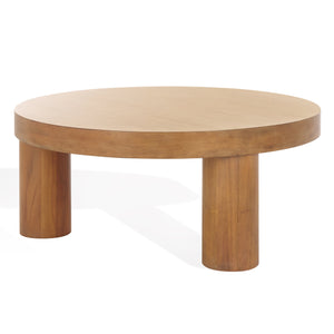 Safavieh Bary Round Wood Coffee Table - Elegant Mahogany Design With Unique Three-leg Style For Living Rooms Natural Wood Sfv7716a