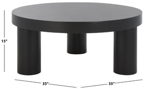 Safavieh Bary Round Wood Coffee Table - Elegant Mahogany Design With Unique Three-leg Style For Living Rooms Black Wood Sfv7716b