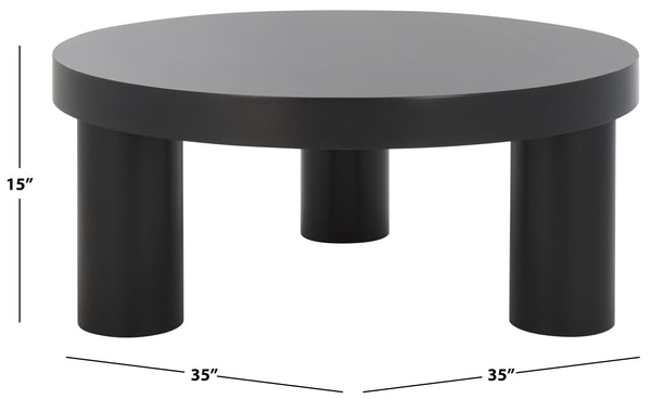 Safavieh Bary Round Wood Coffee Table - Elegant Mahogany Design With Unique Three-leg Style For Living Rooms Black Wood Sfv7716b
