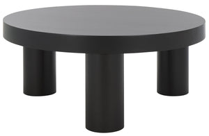 Safavieh Bary Round Wood Coffee Table - Elegant Mahogany Design With Unique Three-leg Style For Living Rooms Black Wood Sfv7716b