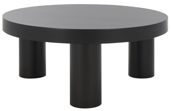 Safavieh Bary Round Wood Coffee Table - Elegant Mahogany Design With Unique Three-leg Style For Living Rooms Black Wood Sfv7716b