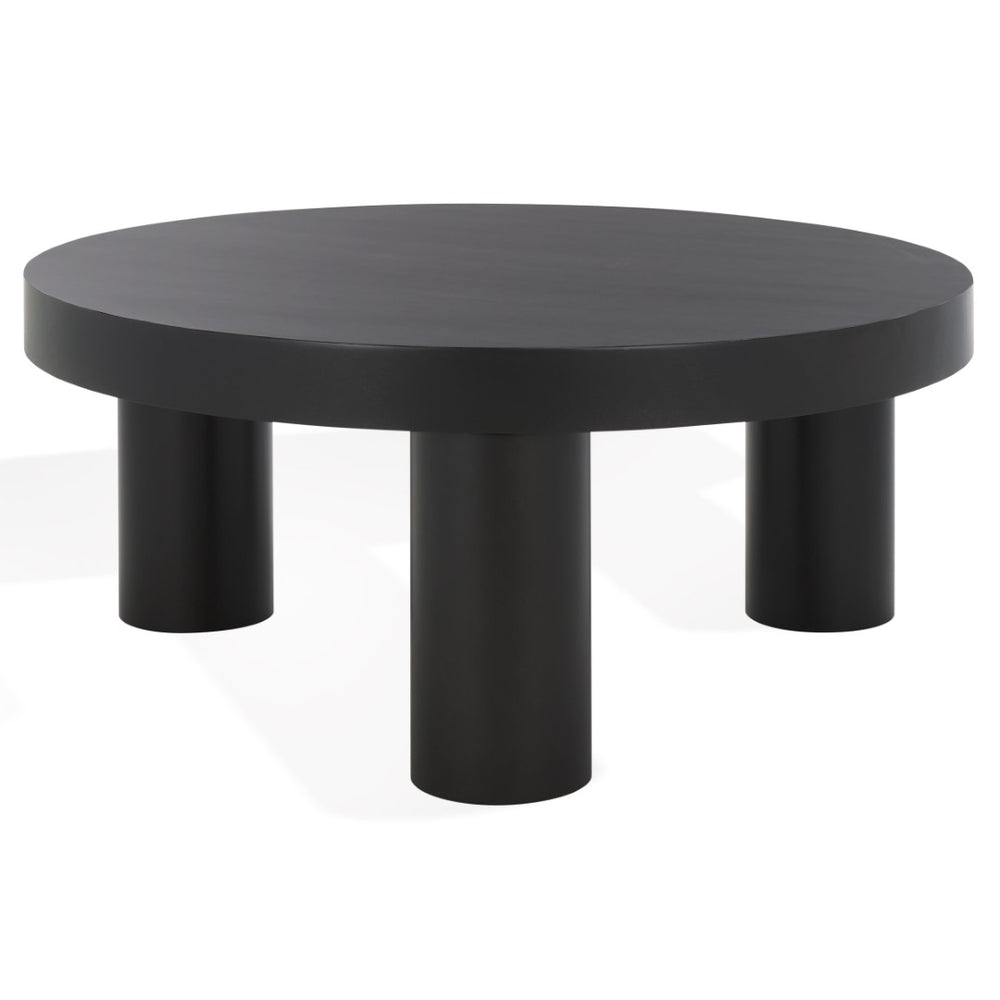 Safavieh BARY Round 3-Leg Wood Coffee Table – Timeless Elegance with Sturdy Design for Any Living Space Black SFV7716B