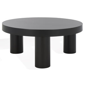 Safavieh Bary Round Wood Coffee Table - Elegant Mahogany Design With Unique Three-leg Style For Living Rooms Black Wood Sfv7716b