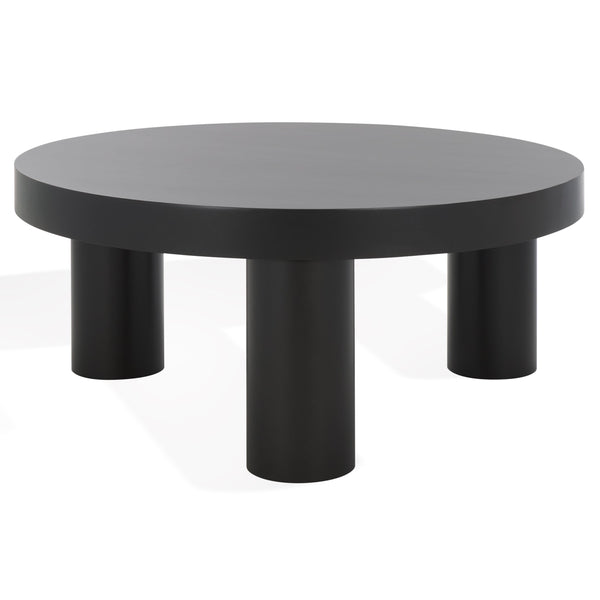 Safavieh Bary Round Wood Coffee Table - Elegant Mahogany Design With Unique Three-leg Style For Living Rooms Black Wood Sfv7716b