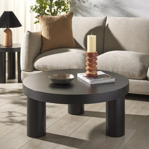 Safavieh BARY Round 3-Leg Wood Coffee Table – Timeless Elegance with Sturdy Design for Any Living Space Black SFV7716B