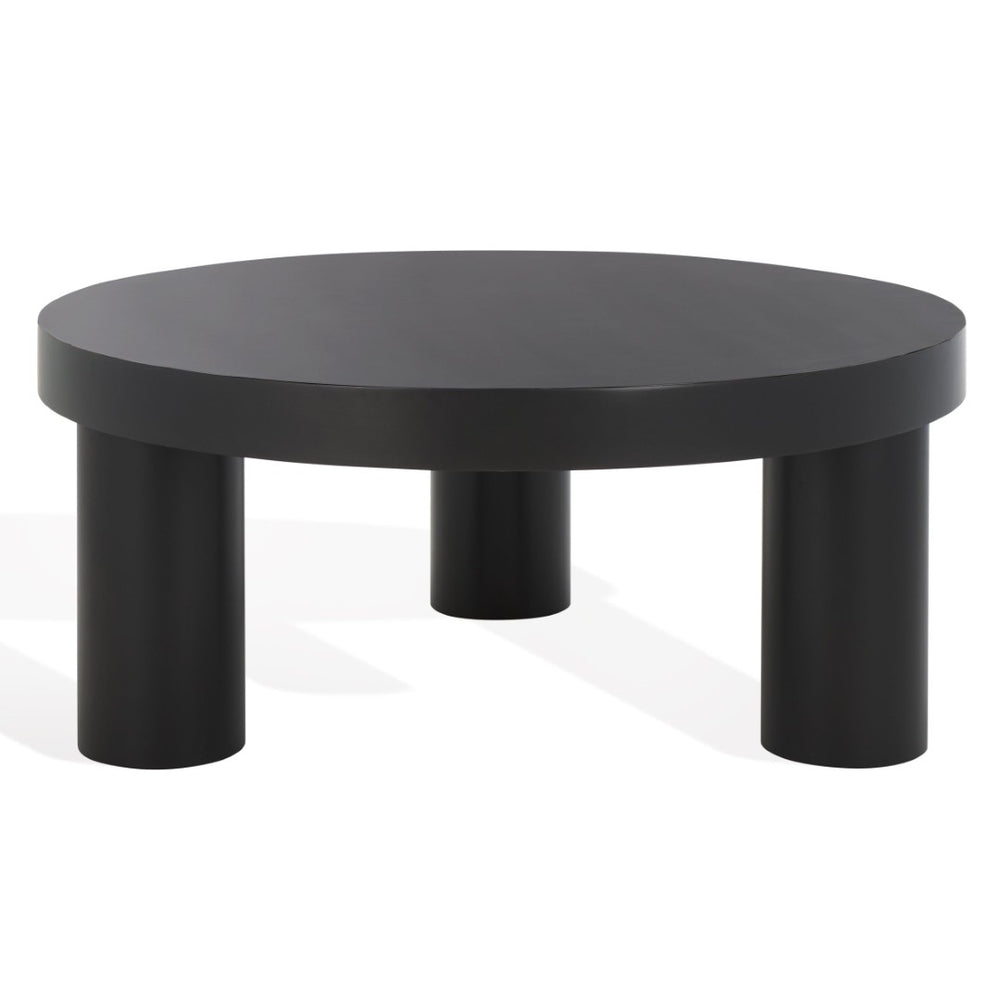 Safavieh BARY Round 3-Leg Wood Coffee Table – Timeless Elegance with Sturdy Design for Any Living Space Black SFV7716B