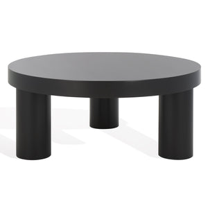 Safavieh Bary Round Wood Coffee Table - Elegant Mahogany Design With Unique Three-leg Style For Living Rooms Black Wood Sfv7716b
